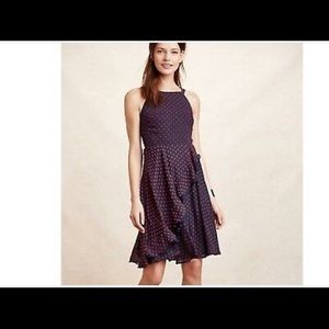 Anthropologie Eva Franco Ruffled Clipdot Dress SZ 10